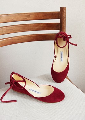 The White Ribon Cherry Red bokapántos balerinacipő