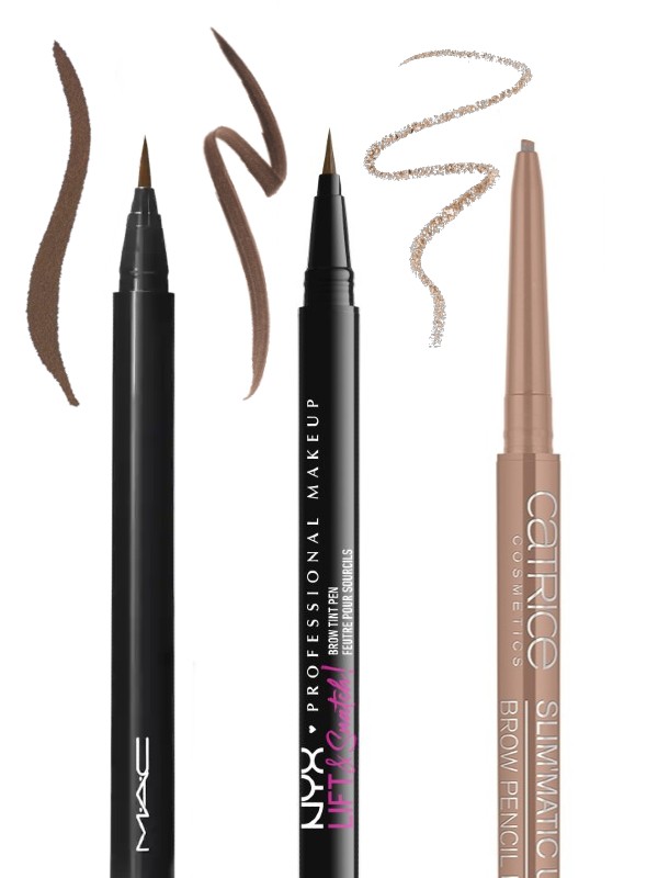 Brushstroke 24-Hour szemhéjtus MAC 8700 Ft, Lift & Snatch szemöldök filc NYX 4790 Ft, Slim'Matic Ultra Precise vízálló szemöldökceruza CATRICE 1079 Ft