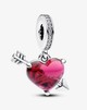 Piros szív és nyíl muranói üveg függő charm - 24 500 Ft