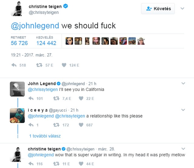 ˝Szexelnünk kellene˝- Chrissy Teigen megmutatja, hogy kell flörtölni