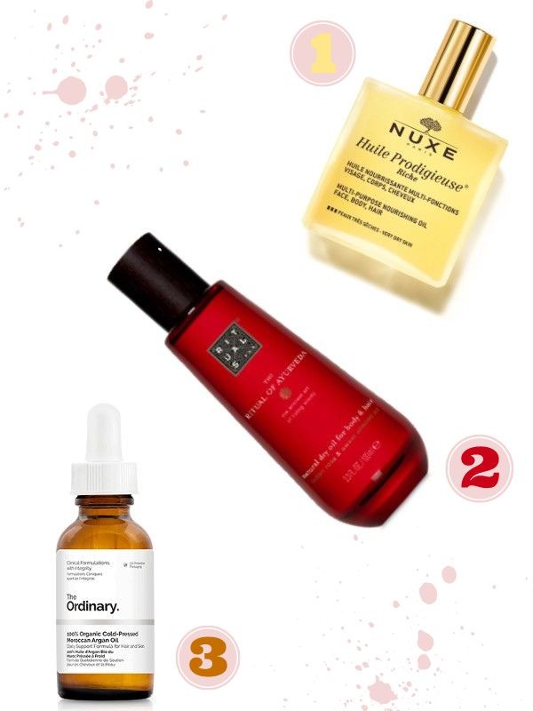 1. Huile Prodigieuse Riche többfunkciós szárazolaj NUXE 13 800 Ft/100 ml (138 Ft/1 ml) 2. The Ritual Of Ayurveda szárazolaj RITUALS 8500 Ft/100 ml (85 Ft/1 ml) 3. 100% Organikus argánolaj THE ORDINARY 3350 Ft/30 ml 