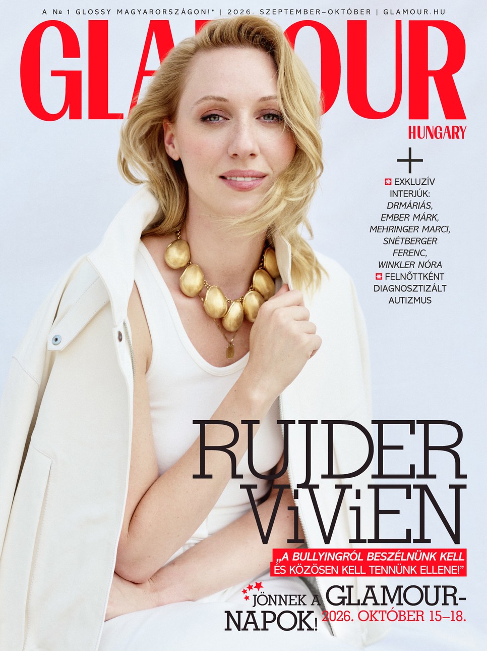 Rujder Vivien csak úgy tündököl a GLAMOUR szeptember-októberi számán