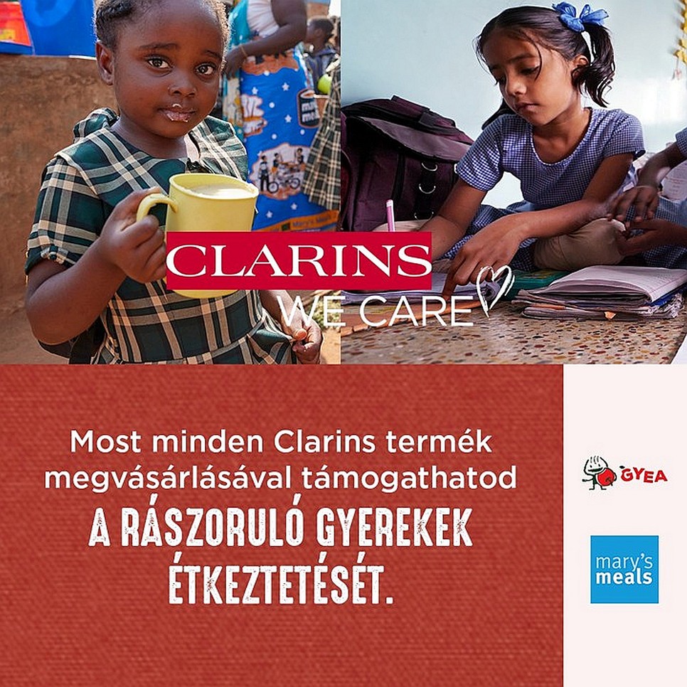 Clarins X Marys Meals jótékonysági akció: egy vásárlás, tíz ebéd az éhező kisgeóyerekeknek