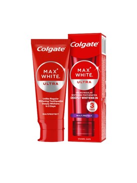 Az új generációs Max White Ultra Multiprotect fogfehérítő fogkrém forradalmian új mélyre ható oxigénnel dúsított technológiája révén fehéríti fogaidat és tünteti el a mély elszíneződéseket, károsítás nélkül, mindössze 3 nap alatt. A hagyományos fehérítő fogkrémekkel szemben ez a formula a fogzománcon túlra is hat, eltávolítva az ételek és italok okozta mély felületi elszíneződéseket. - Max White Ultra Multiprotect fogfehérítő fogkrém COLGATE - keresd a partner üzletekben!