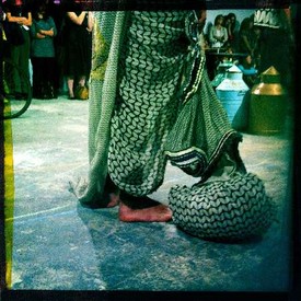 Izgalmas volt a Dellarte kollekcióban a kötött minta használata gyapjún 3D-ben, illetve lene 2D nyomat formájában is, Fotó: Jean-Luc Dupont/Paris