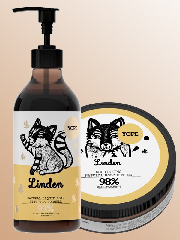 Hársfavirág természetes folyékony szappan YOPE 2990 Ft/500 ml (5,98 Ft/1 ml), hársfavirág természetes testvaj YOPE 3990 Ft/200 ml (19,95 Ft/1 ml)