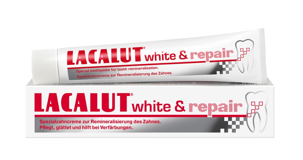 White & Repair fehérítő hatású fogkrém LACALUT 1619 Ft/75 ml (21,58 Ft/1 ml)
