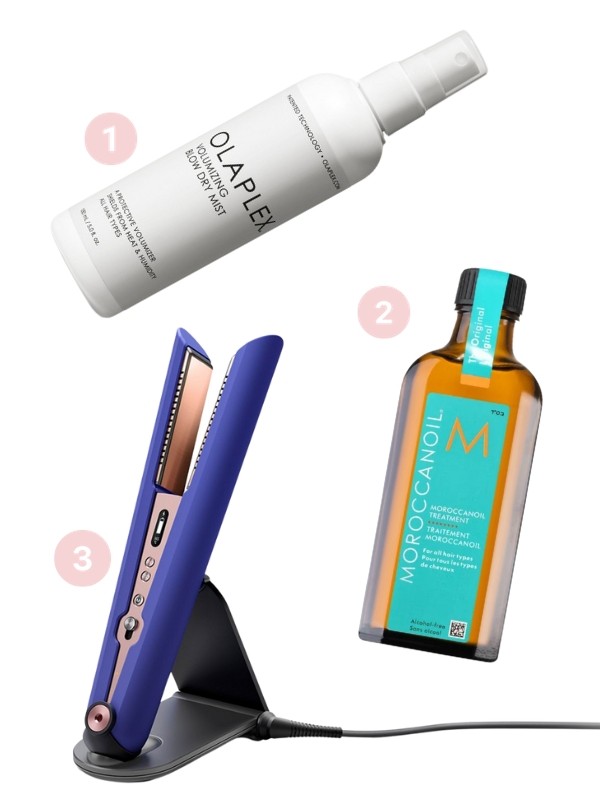 1. Volumizing Blow Dry Mist hajápoló OLAPLEX 9200 Ft/150 ml (61,33 Ft/1 ml) 2. Treatment hajkúra minden hajtípusra MOROCCANOIL 20 080 Ft/100 ml (200,8 Ft/1 ml) - notino.hu 3. Corrale hajvasaló (Vinca Blue/Rosé) DYSON 219 990 Ft