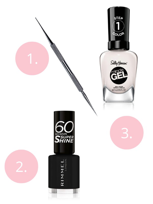 1. Díszítő tű Acél Cseppentő golyós és tű véggel CRYSTAL NAILS 2590 Ft  2. 60 Seconds körömlakk (900 Rita's Black) RIMMEL 1199 Ft  3. Miracle Gel körömlakk (Ski Bunny) SALLY HANSEN 3599 Ft