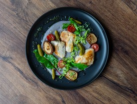 Sous Vide csirkemell lila burgonyapürével 