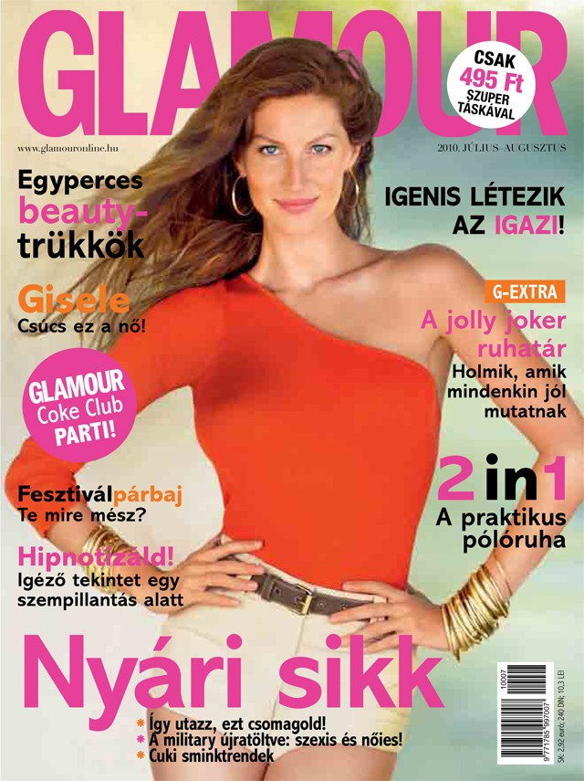 Gisele Bündchen a 2010-es július-augusztusi GLAMOUR címlapján