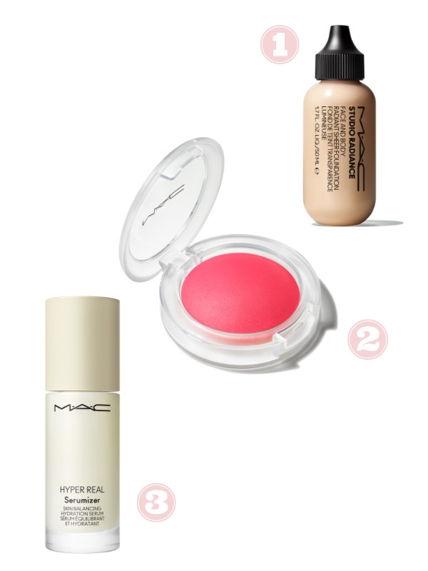 1. Studio Radiance Face And Body alapozó (C0) MAC 16 000 Ft/50 ml (320 Ft/1 ml) 2. Glow Play Blush pirosító (Heat Index) MAC 13 500 Ft 3. Hyper Real szérum MAC 28 500 Ft/30 ml