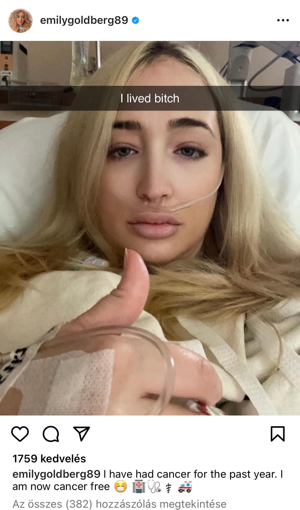 Emily Goldberg, Avicii exbarátnője rákmentességét ünnepelte halála előtt