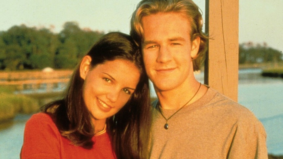 Katie Holmes és James Van Der Beek a Dawson és a haverok forgatásán