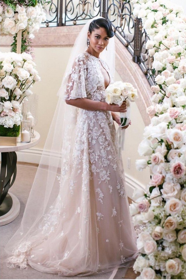 Chanel Iman gyönyörű Zuhair Murad menyasszonyi ruhája