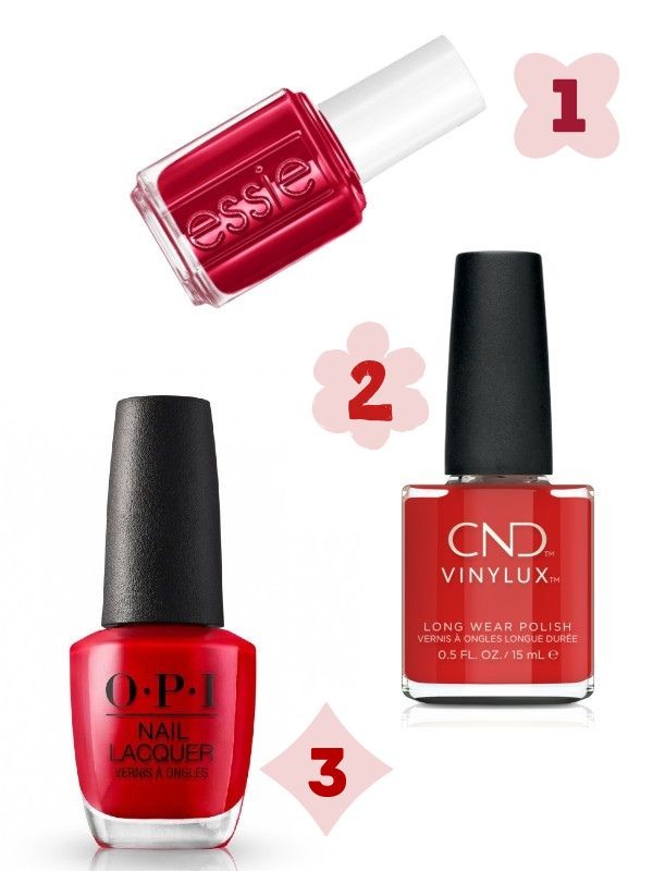 1. Körömlakk (Forever Yummy) ESSIE 2799 Ft 2. Vinylux tartós körömlakk (Devil Red) CND  4990 Ft 3. Körömlakk (Big Apple Red) OPI 3699 Ft