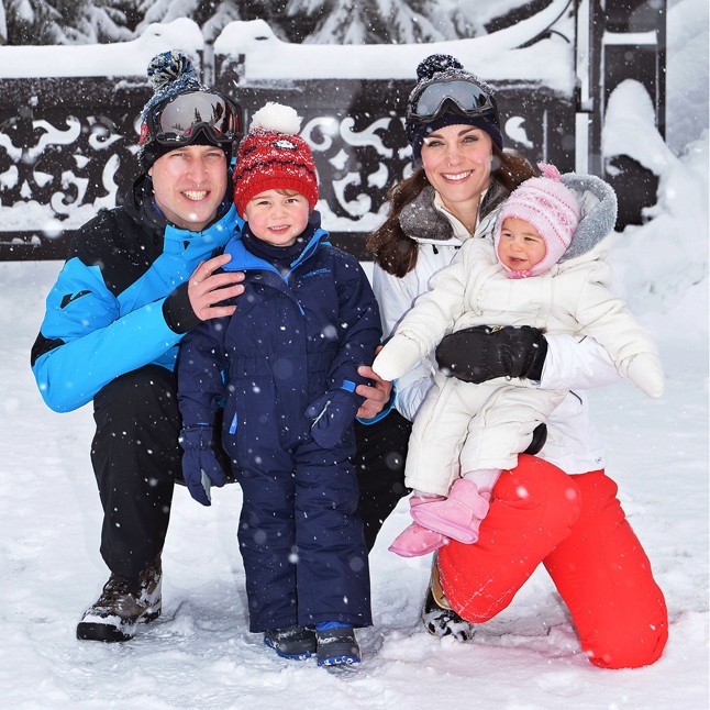 kate middleton, vilmos, vilmos herceg, trónörökös, györgy herceg, charlotte, hercegné, hercegnő, síelés, alpok