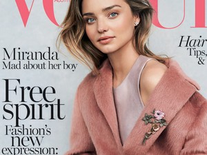 Miranda Kerr rózsaszínű látomás az ausztrál Vogue júliusi címlapján