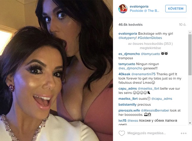Katy Perry és mellei photobombolták Eva Longoria szelfijét