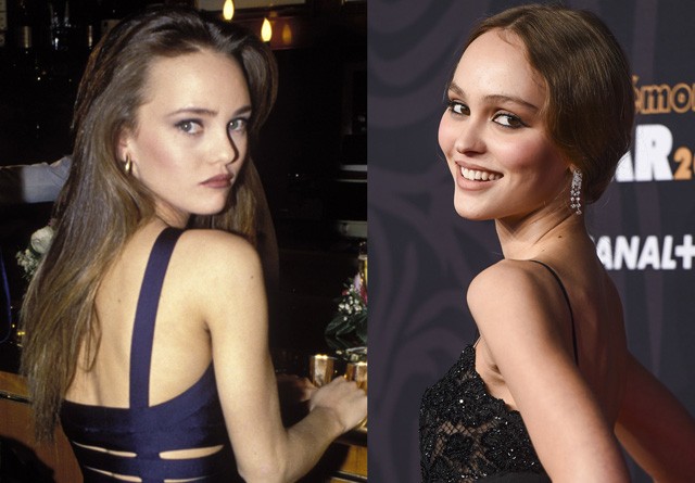Vanessa Paradis 1990-ben és Lily Rose Depp 2019-ben