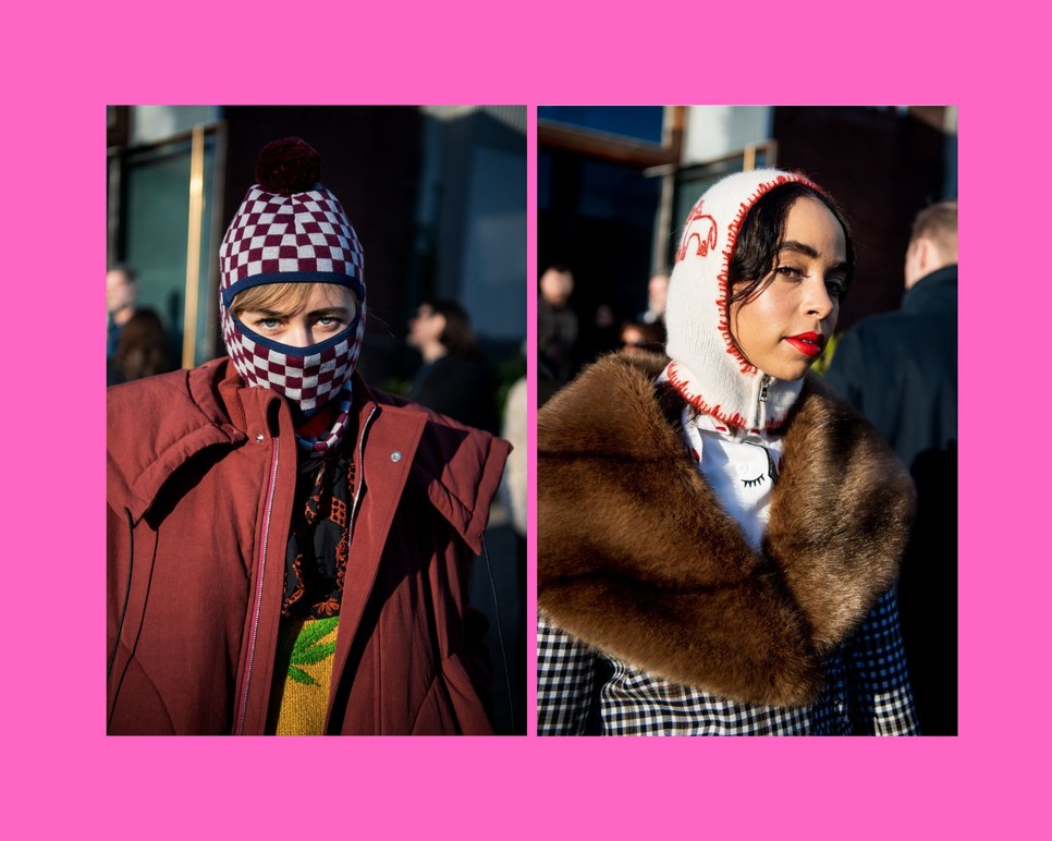 Az arcot szabadon hagyó sapka többféle mintával, hímzéssel bukkant fel a Koppenhágai divathéten