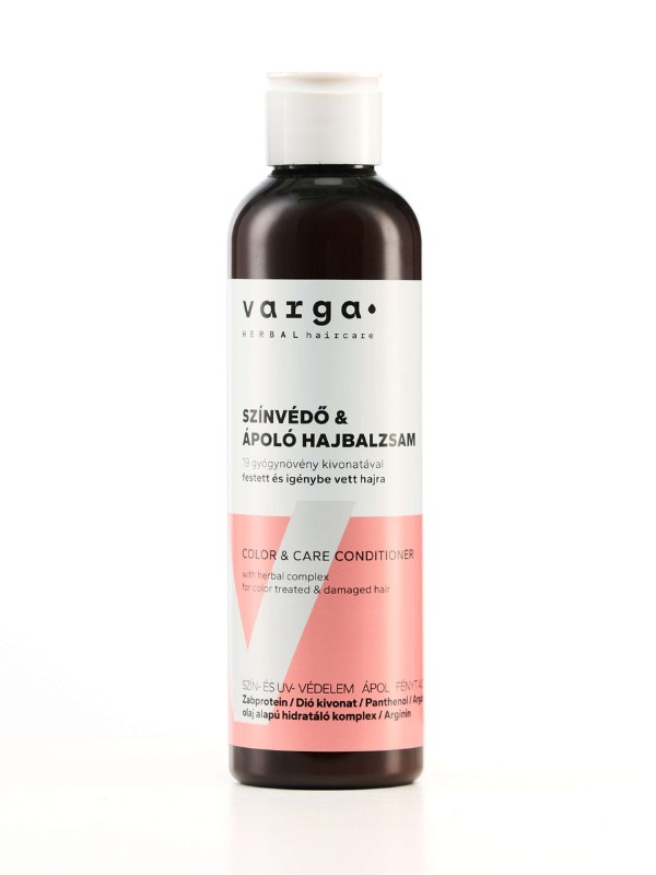 Színvédő & Ápoló hajbalzsam – festett és igénybe vett hajra VARGA 2 990 Ft/250 ml (11,9 Ft/1 ml) Gyengéden ápolja a hajat és hozzájárul a hajszín élénkségének megőrzéséhez.