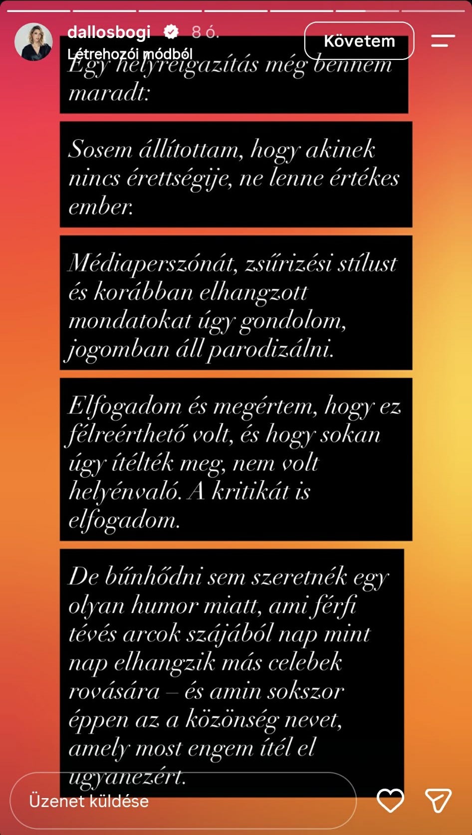 Ezt üzente Puskás-Dallos Bogi a Megasztárban történtek kapcsán