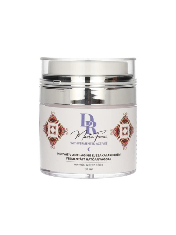 Innovatív anti-aging éjszakai arckrém fermentált hatóanyaggal MARTA DR. FORRAI 12 999 Ft/50 ml (259,98 Ft/1 ml) a Rossmann üzleteiben és online, GLAMOUR kuponnal, 30% kedvezménnyel 9099,3 Ft
