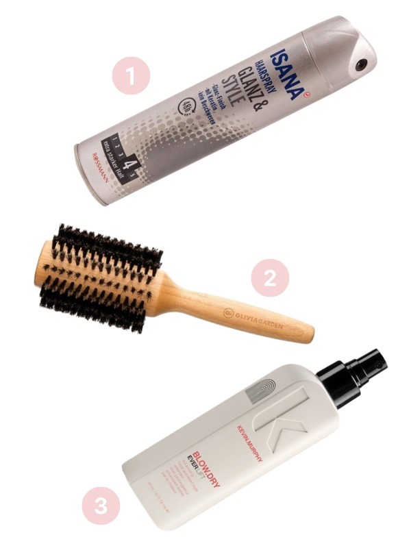 1. Glanz & Style hajlakk ISANA 529 Ft/250 ml (2,11 Ft/1 ml) 2. Bamboo Touch környezetbarát körkefe vaddisznó sörtével (40mm) OLIVIA GARDEN 5850 Ft 3. Ever Lift volumennövelő spray KEVIN MURPHY 11 129 Ft/150 ml (74,19 Ft/1 ml)