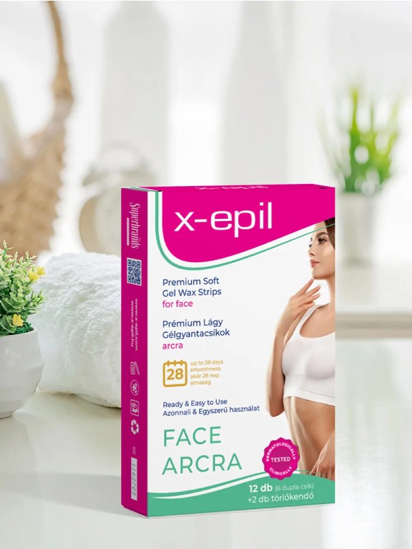 Használatra kész prémium gél gyantacsíkok arcra X-EPIL 890 Ft/12 db