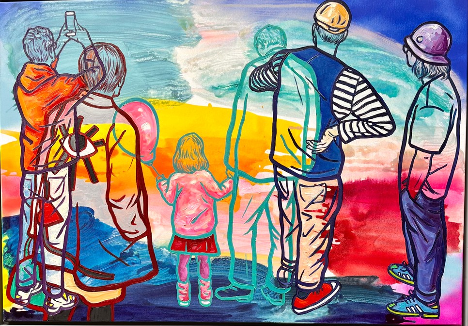 Soós Nóra: Létezéseink foka II., 70x100 cm, vegyes technika vászon, 2024