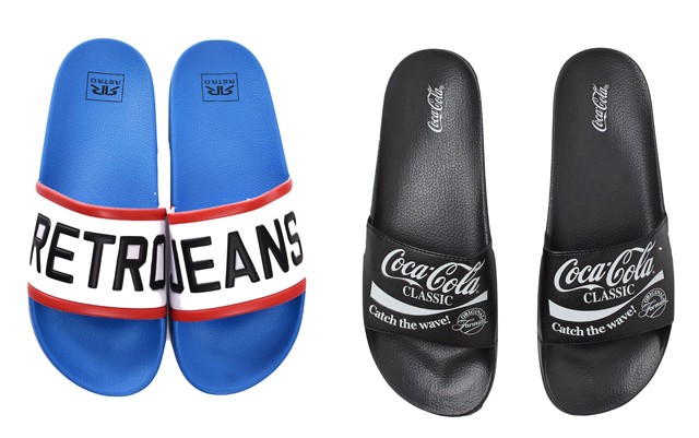 Fekete papucs H&M, kék papucs RETRO -20% kedvezmény