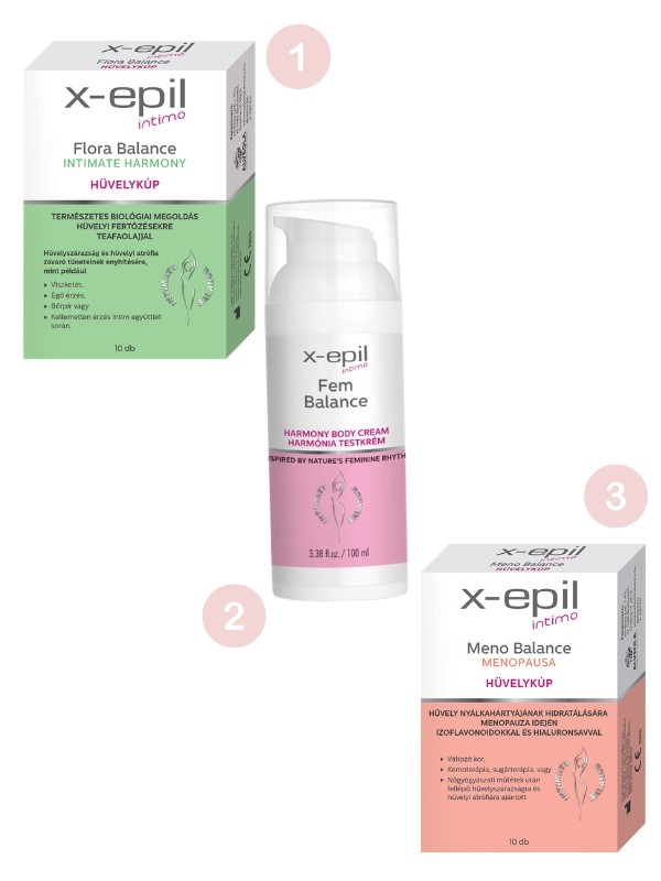 1. Flora Balance hüvelykúp X-EPIL 2. Fem Balance harmónia testkrém X-EPIL 3. Meno Balance hüvelykúp X-EPIL - x-epil.hu