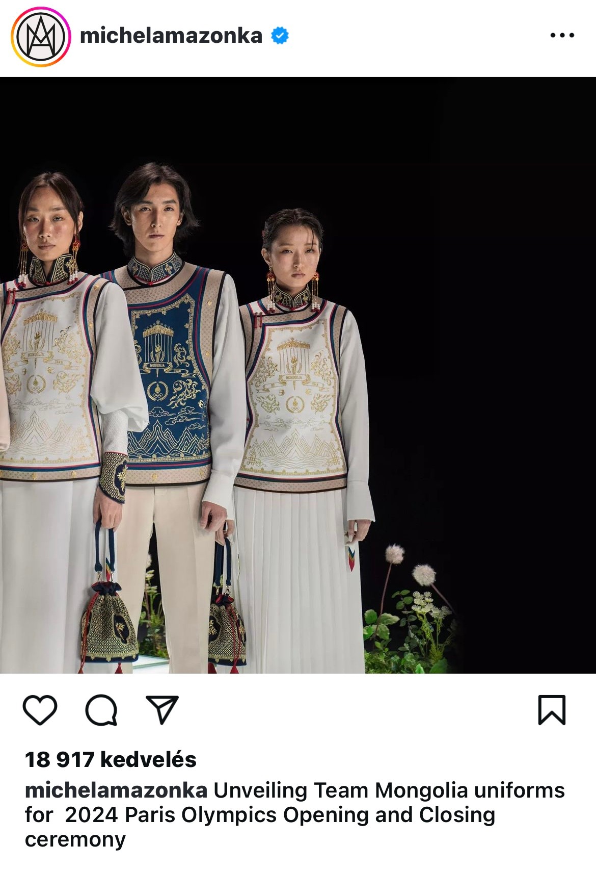 Mongólia formaruhája hatalmas feltűnést keltett. A Michel&Amazonka által tervezett, lenyűgözően bonyolult darabokat a nyitó- és záróünnepségen viseltek a sportolók. A hírek szerint a ruhák elkészítése több mint 20 órát vett igénybe.