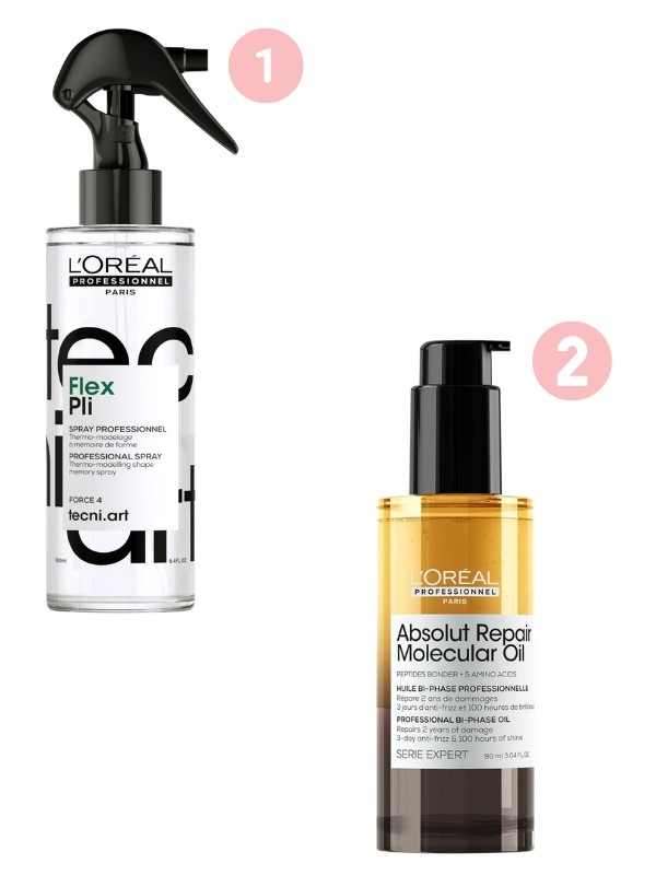 1. Flex Pli hővédő spray L'ORÉAL PROFESSIONNEL 2. Absolut Repair Molecular hajolaj L'ORÉAL PROFESSIONNEL 