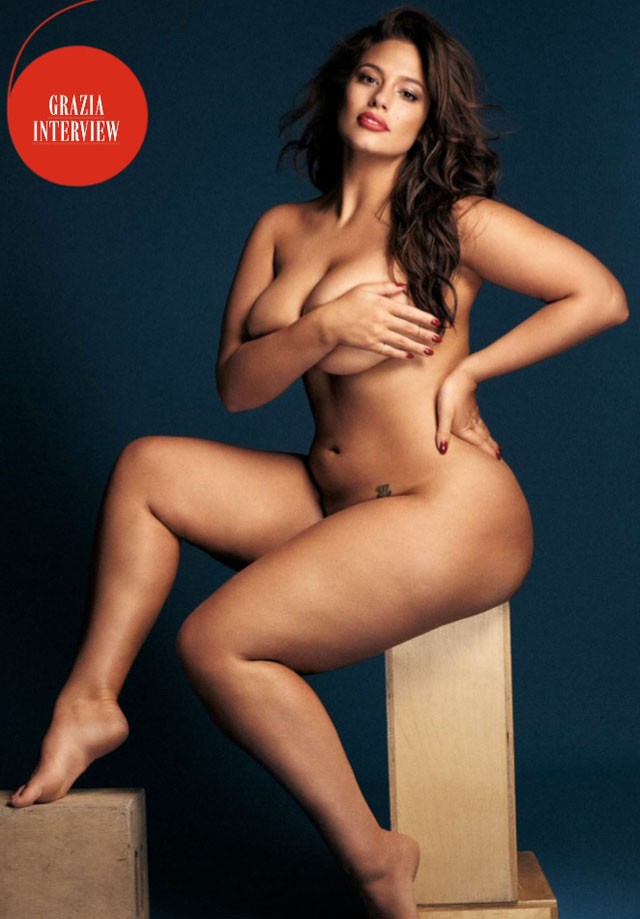 ashley graham, plus size modell, sztármodell, vetkőzés, meztelen, grazia, meztelenül