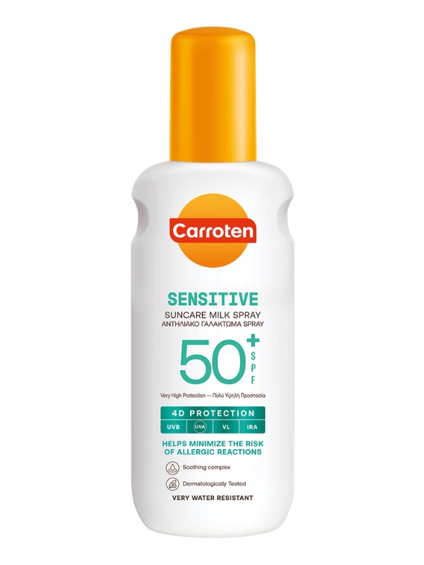 Sensitive SPF 50+ naptej érzékeny bőrre CARROTEN 6499 Ft/200 ml (32,5 Ft/1 ml)