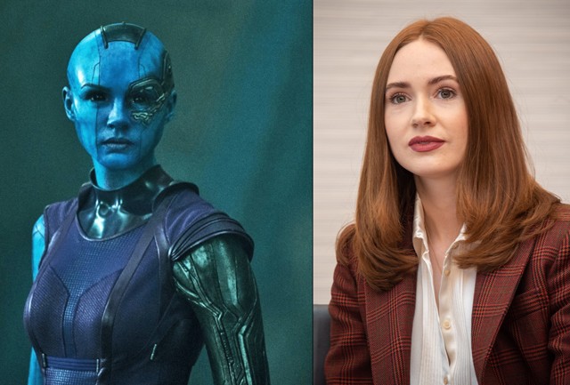 A vörös szépség, Karen Gillan kicsit bekékült a Galaxis őrzőiben, amikor Nebula bőrébe bújt. 