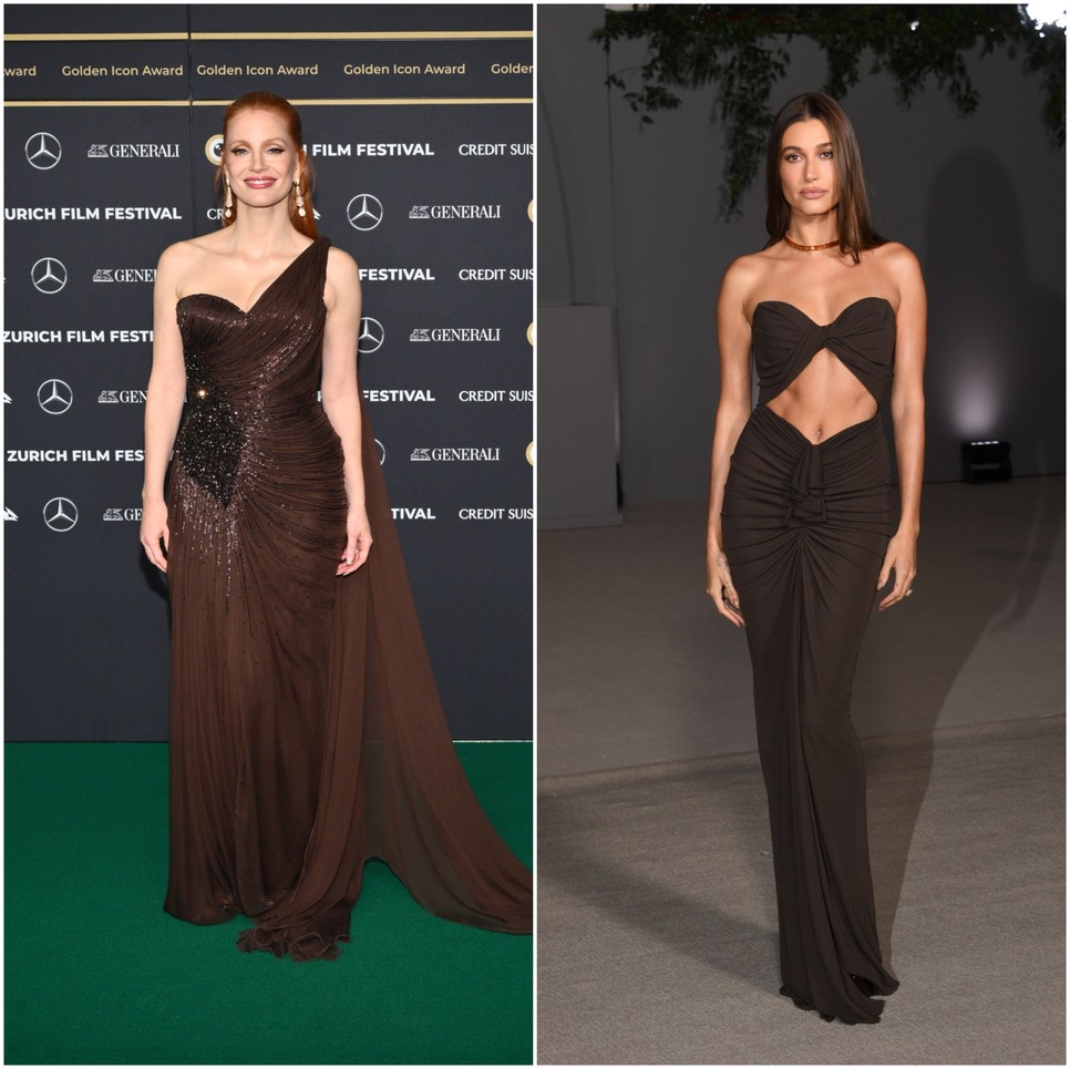 Jessica Chastain és Hailey Bieber már meghódította a vörös szőnyeget a barna színnel