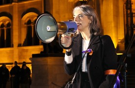 Hajnal Edina nőjogi aktivista, a demonstráció szervezője is beszéde mondott.