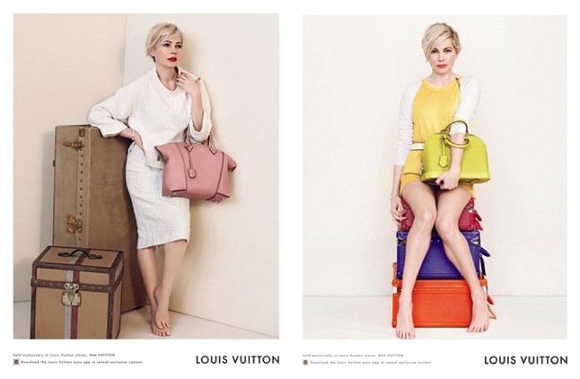 Michelle Williams bemászott egy Louis Vuitton bőröndbe