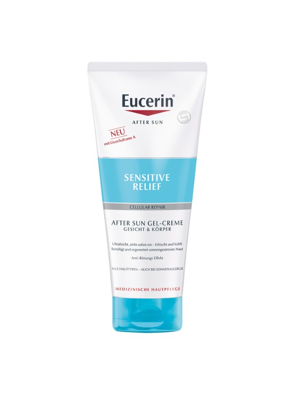 After Sun Sensitive Relief napozás utáni krém-gél EUCERIN 8773 Ft/ 200 ml (32,90 Ft/1 ml) - Azonnali enyhülést nyújt a napfényre érzékeny, irritált bőr számára, és regenerálja a napsugárzás miatt károsodott bőrt. Érzékeny és napallergiára hajlamos bőrre is használható GLAMOUR-napok Summer Week kuponnal, 25% kedvezménnyel 6580 Ft