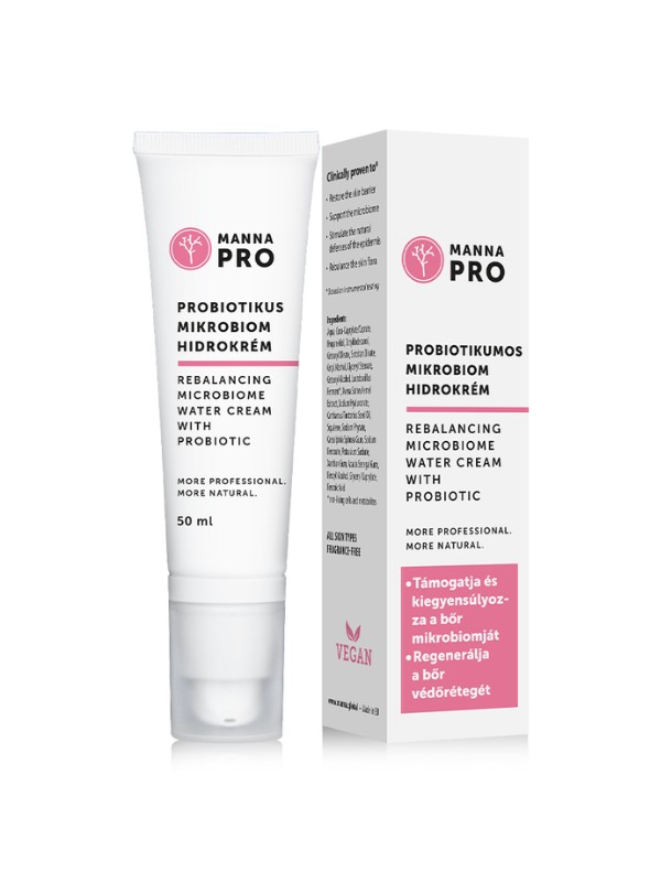 Pro Rebalancing Micorbiome water cream MANNA 4990 Ft/50 ml Könnyed, vízbázisú krém - vegán, állatkísérlet-mentes, újrahasznosított csomagolás, mikroműanyag mentes, natúrkozmetikum
