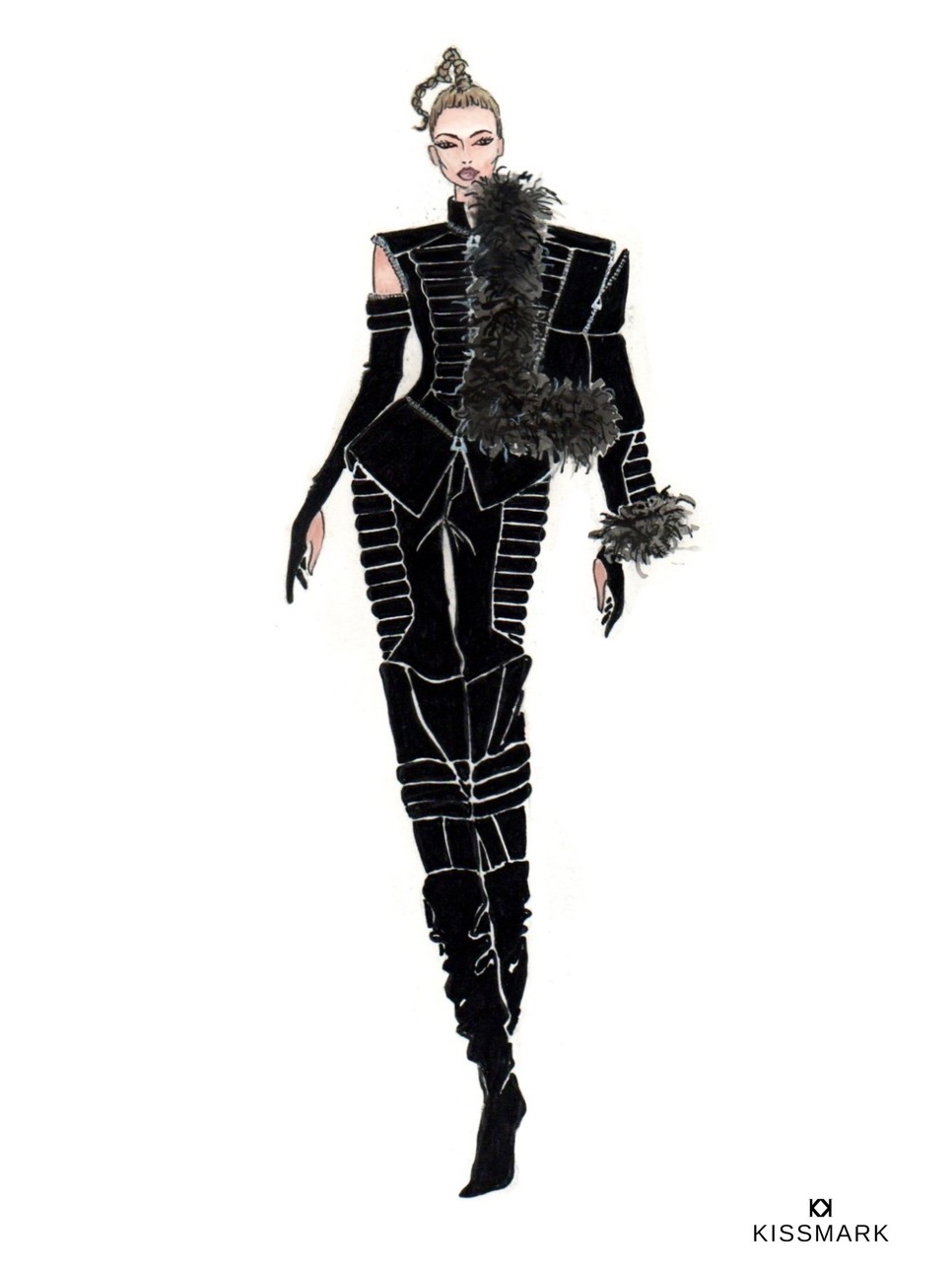 Köllő Babett huszárok inspirálta ruhájáról készült rajz a Sztárban sztár leszek! műsorban