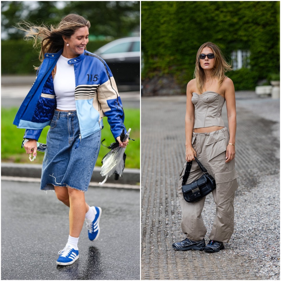 A street style trendekben már vezető szerepet tölt be a színes sportcipő.