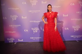 Szabados Áginak egy vibráló piros ruhára esett a választása, amelyben hercegnőként tündökölt a gálán