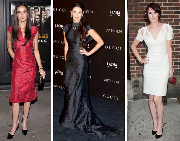 Anya és lánya? Semmi probléma! Demi Moore, aki nem tartozik a sztárok legifjabb nemzedékéhez, állandó kuncsaft, de lánya, Rumer Willis is simán talál neki tetsző, és jól álló koktélruhát Posen szalonjában.