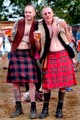 Kiltet viselő férfiak szórakoznak a 2003-as Sziget Fesztiválon. 