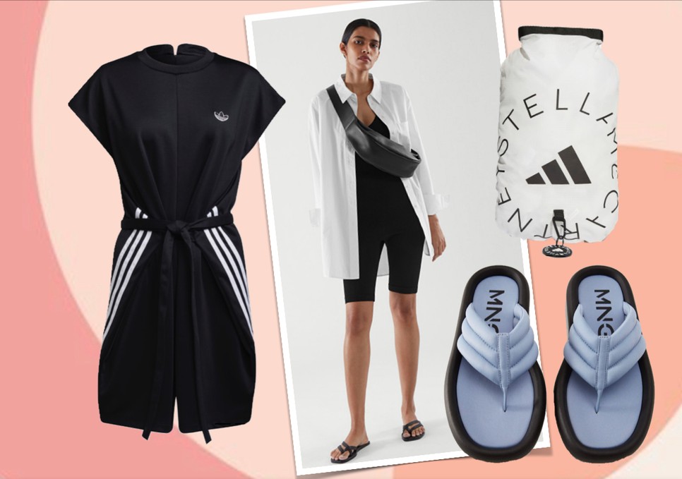 Pamut sort overall ADIDAS adidas.com, Tornazsák ADIDAS BY STELLA MC CARTNEY- adidas.com, Bőr papucs MANGO 15995 Ft