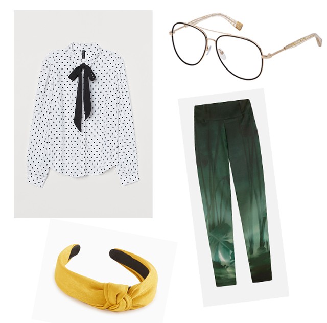 Blúz H&M 5995 Ft, szemüveg FURLA laurentes.hu, hajpánt PROMOD 3995 Ft, legging OYSHO 9995 Ft